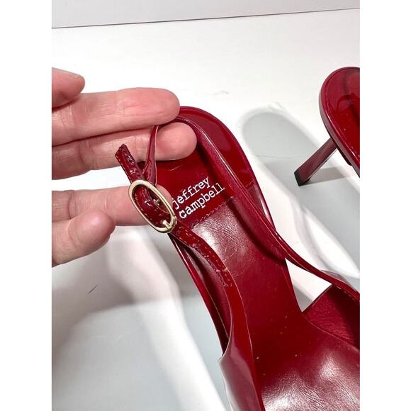 JEFFREY CAMPBELL Size 9.5 Gambol Slingback Pointed Toe Pump In Cherry Red Patent - Picture 13 of 13